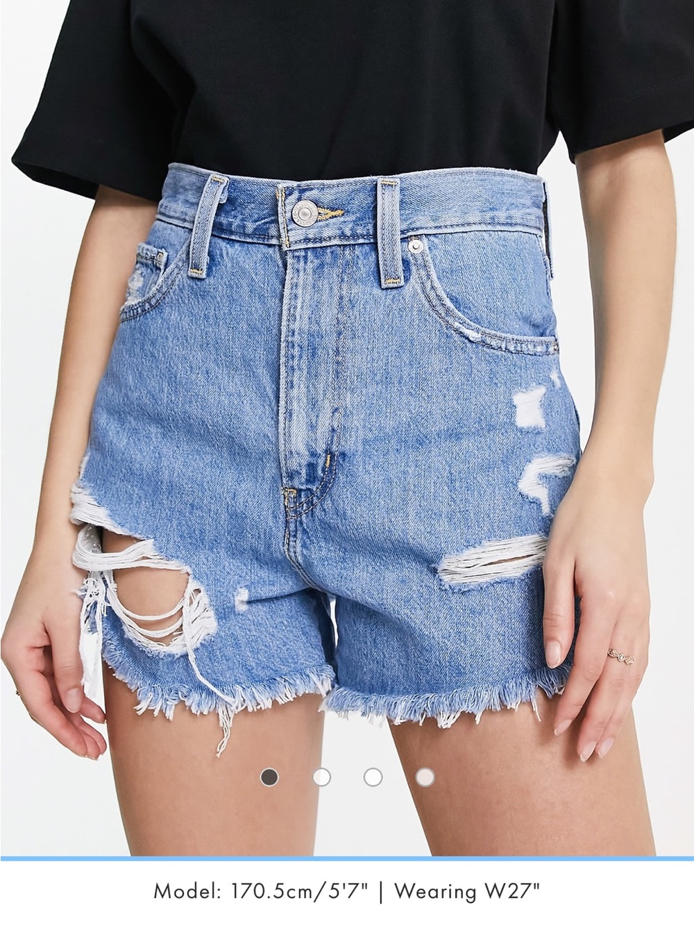 Levi’s high waisted distressed mom shorts rigid cotton denim 29